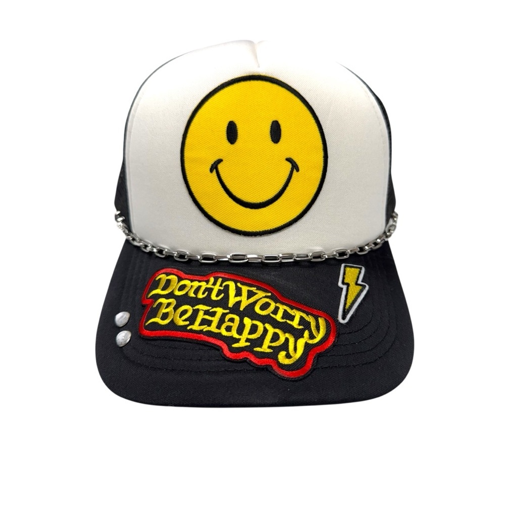 Custom Don’t Worry Be Happy Retro Streetwear Trucker Hat. NWOT